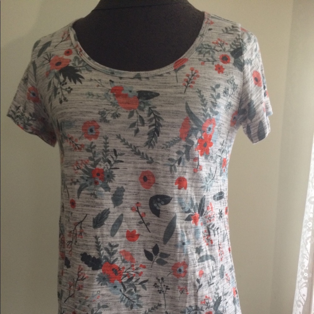 Xxs grey floral classic tee lularoe